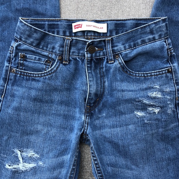 Like new! - LEVI’S 505 Regular Fit Distressed Denim Jeans - Picture 5 of 10